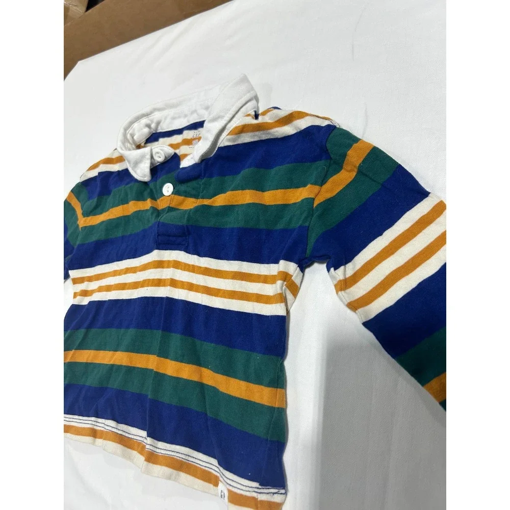 Baby Gap Toddler Boys Rugby Shirt Striped‎ Long Sleeve Blue Green Yellow 3T